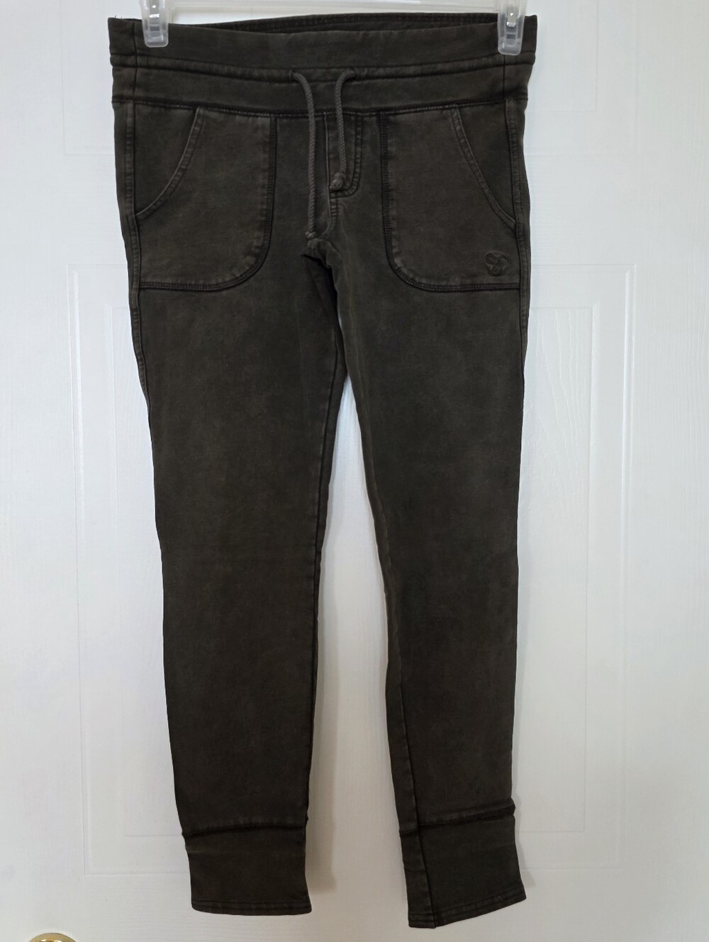 TNA Skinny Drawstring Pants, Green/Black, Small